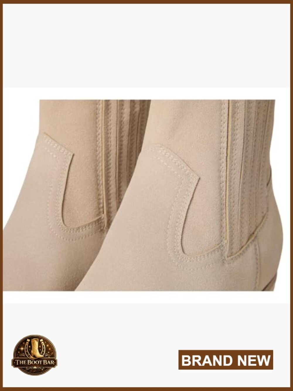 Suede Ankle Booties with Western Style Pull-On Chelsea Boots Block Heel - Picture 6 of 7
